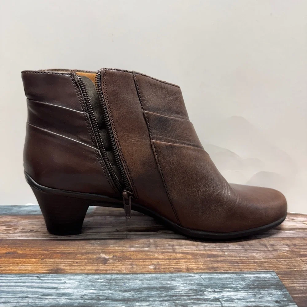 Earth Spirit Classics Women's Brown Leather Ankle Booties with Low Heel